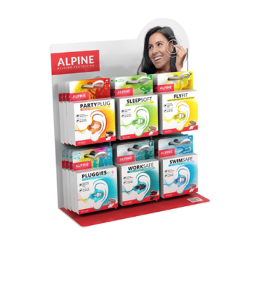 Protections auditives à lamelles Alpine, assortiment de 36 paires avec présentoir