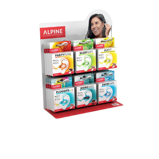 Alpine-Lamellen-Gehörschutz, Sortiment mit 36 Paar inklusive Aufsteller